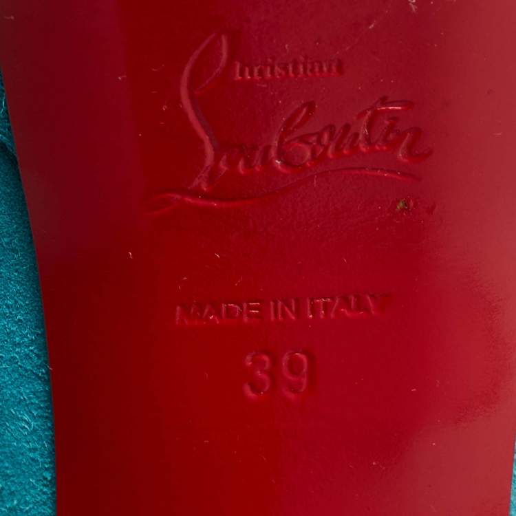 Pre Owned Christian Louboutin Turquoise Suede Bianca Platform Pumps Size 39