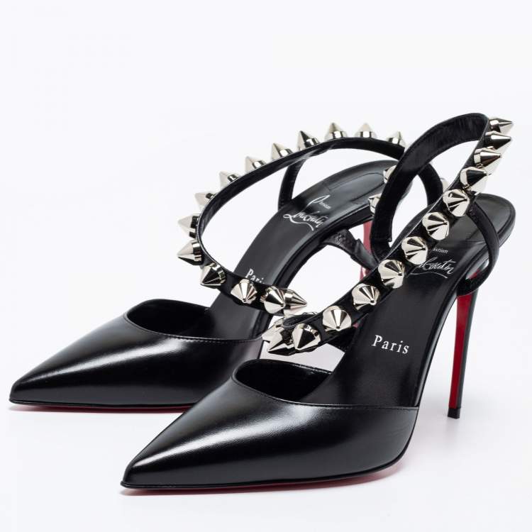 Christian Louboutin Black Spikita Strap 100 Heeled Sandals