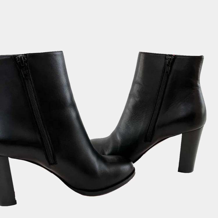 Pre Owned Christian Louboutin Black Leather Adox 85 Ankle Boots Size EU 38