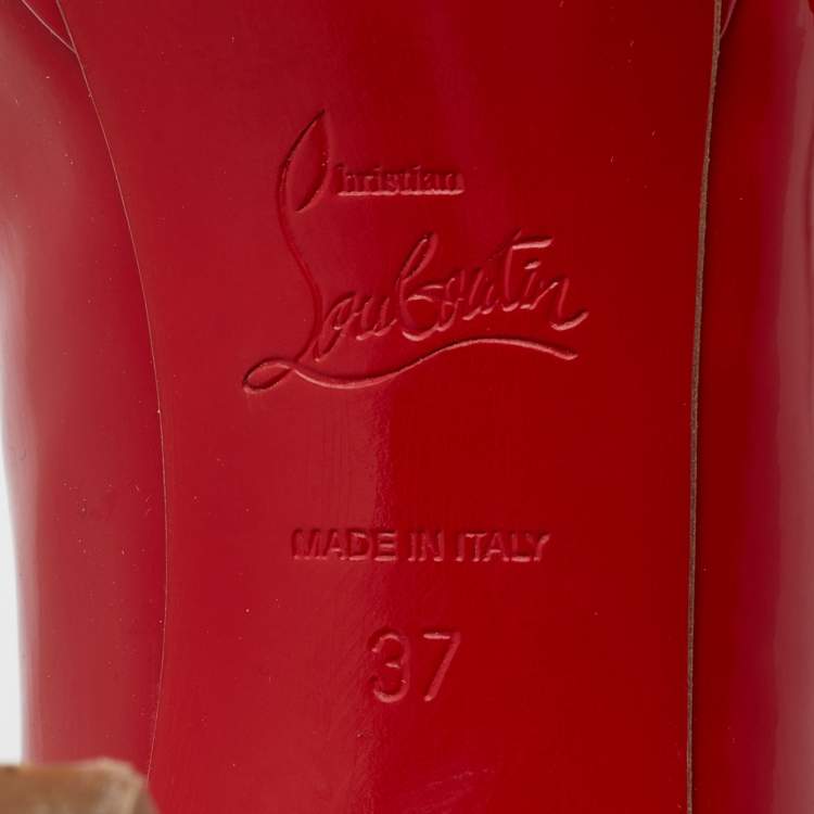 Pre Owned Christian Louboutin Red Patent Leather New Simple Platform Pumps Size 37