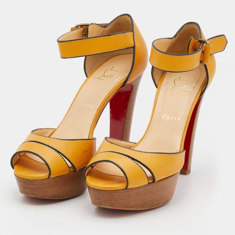 Christian Louboutin Double L 100 Patent Leather Sandals in Orange