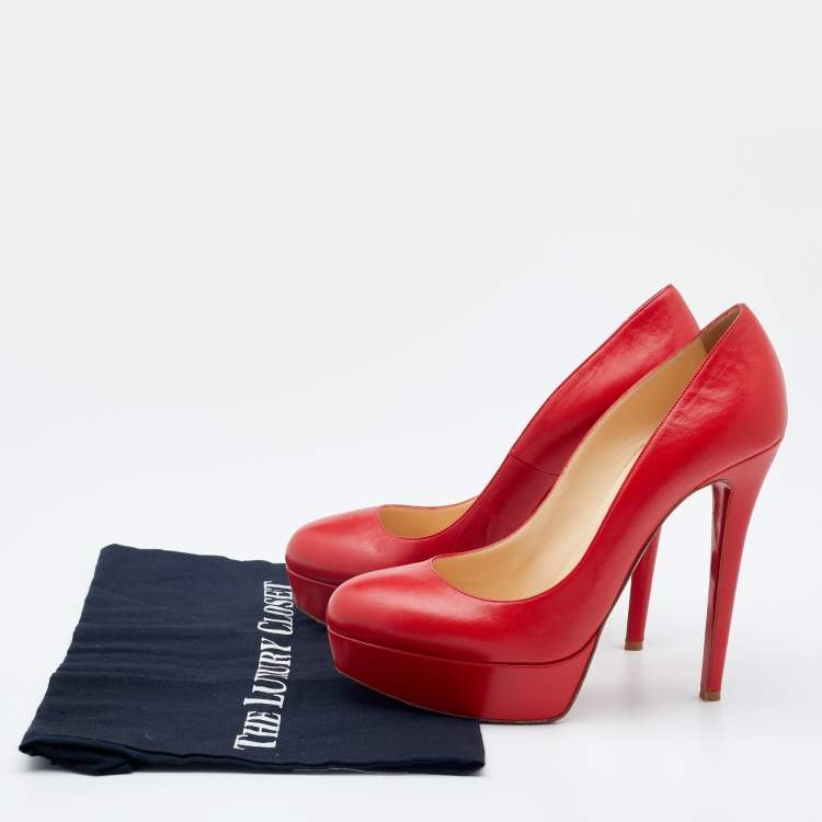 Pre Owned Christian Louboutin Red Leather Bianca Platform Pumps Size 39
