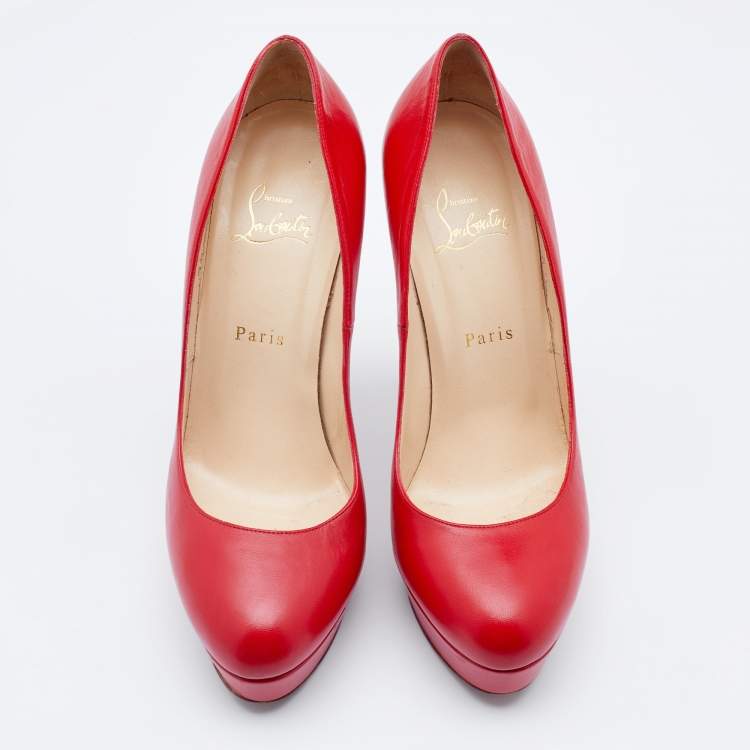 Pre Owned Christian Louboutin Red Leather Bianca Platform Pumps Size 39