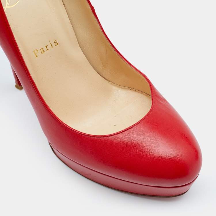 Pre Owned Christian Louboutin Red Leather Bianca Platform Pumps Size 39