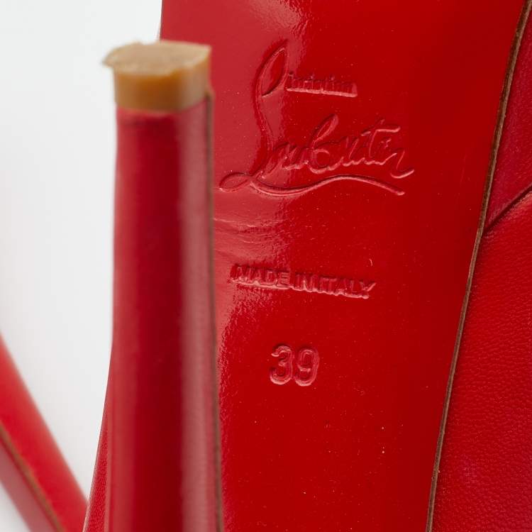 Pre Owned Christian Louboutin Red Leather Bianca Platform Pumps Size 39