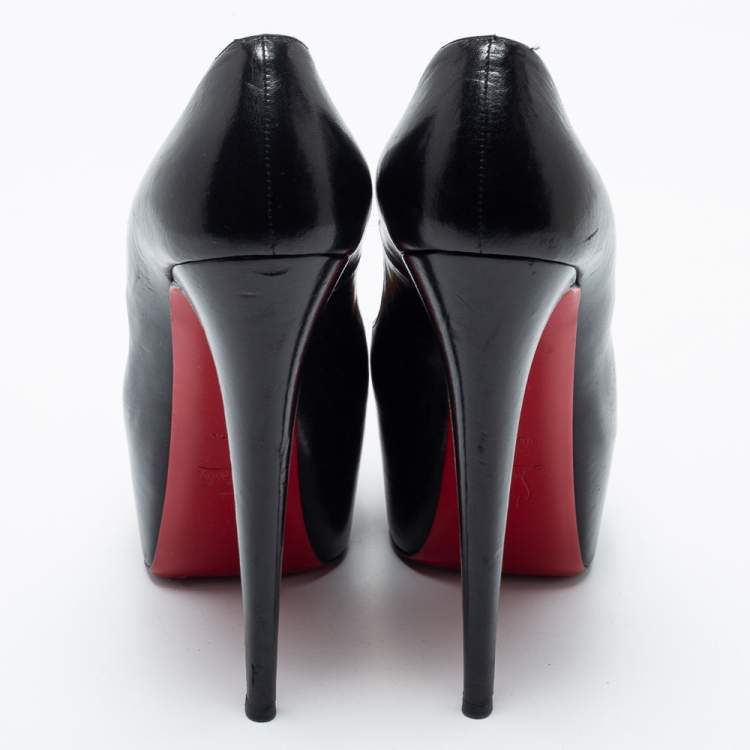 Pre Owned Christian Louboutin Black Leather Daffodile Platform Pumps Size 40