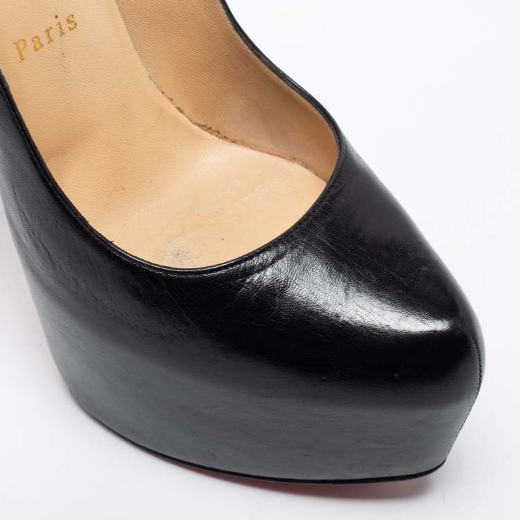 Pre Owned Christian Louboutin Black Leather Daffodile Platform Pumps Size 40
