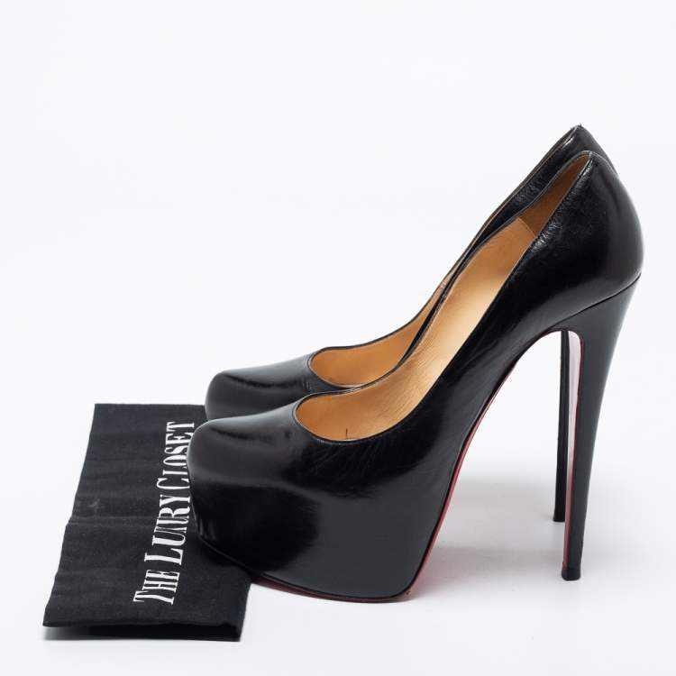 Pre Owned Christian Louboutin Black Leather Daffodile Platform Pumps Size 40