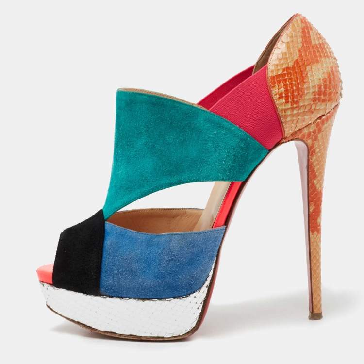 Christian Louboutin Multicolor Suede and Python Leather Pitou Cut Out ...