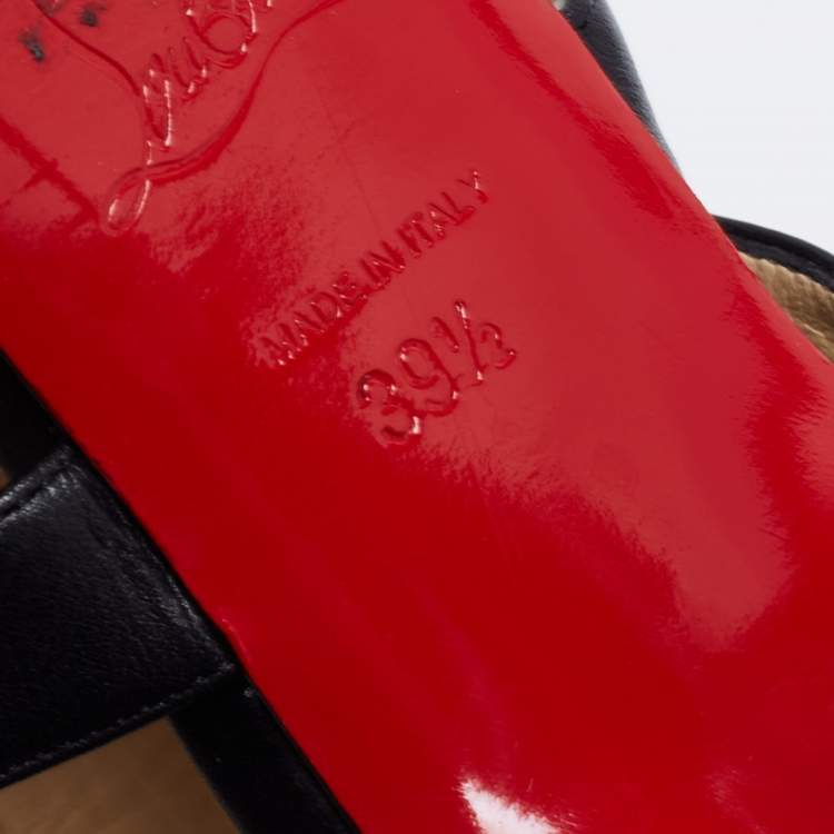 Pre Owned Christian Louboutin Black Leather Denis Caged Sandals Size 39.5