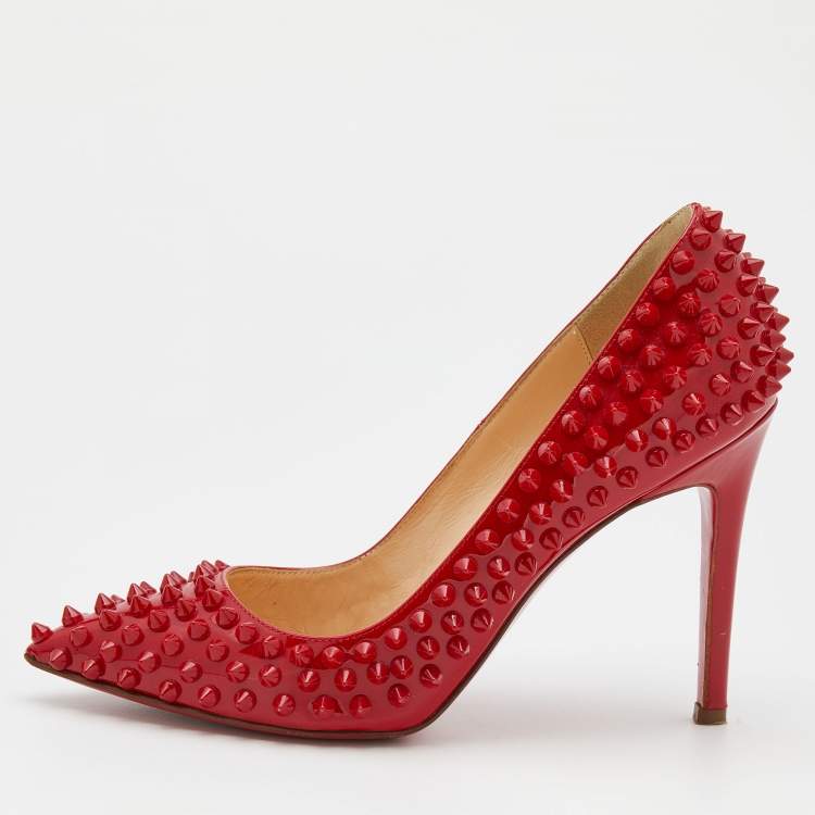 Christian Louboutin Red Patent Leather Pigalle Spike Pumps Size