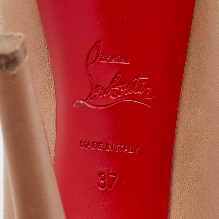 Pre Owned Christian Louboutin Beige Leather Miss Clichy Platform Pumps Size 37