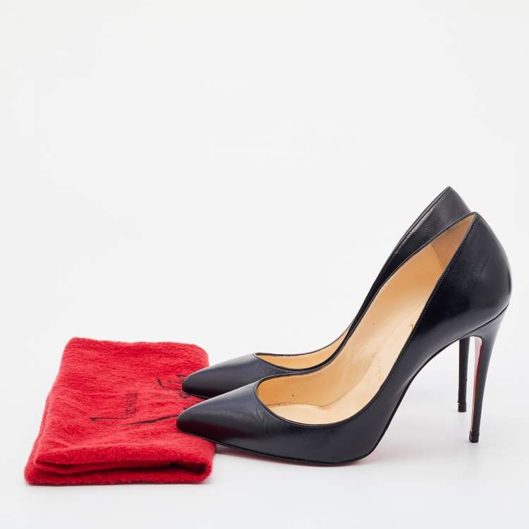 Pre Owned Christian Louboutin Black Leather Pigalle Pointed Toe Pumps Size 37