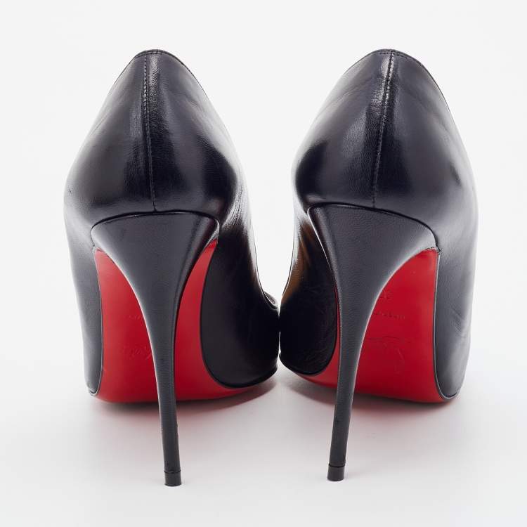 Pre Owned Christian Louboutin Black Leather Pigalle Pointed Toe Pumps Size 37
