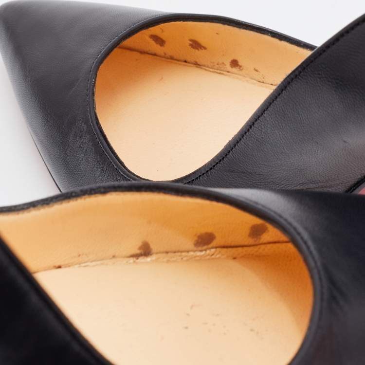 Pre Owned Christian Louboutin Black Leather Pigalle Pointed Toe Pumps Size 37