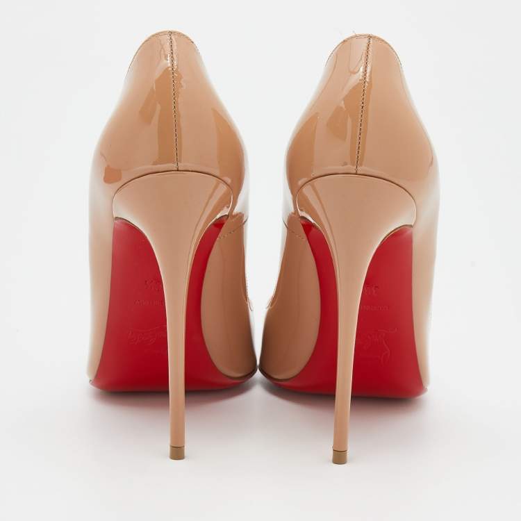 Pre Owned Christian Louboutin Beige Patent Leather So Kate Pumps Size 38.5