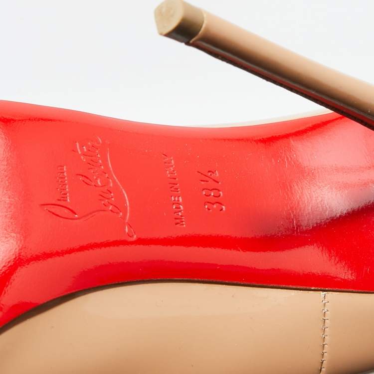 Pre Owned Christian Louboutin Beige Patent Leather So Kate Pumps Size 38.5