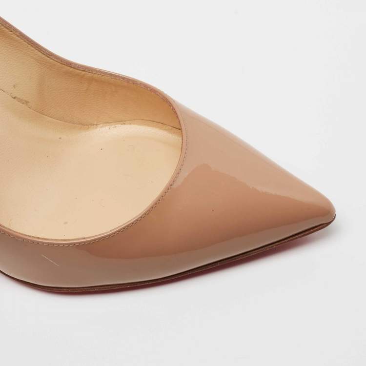 Pre Owned Christian Louboutin Beige Patent Leather Pigalle Pumps Size 35 