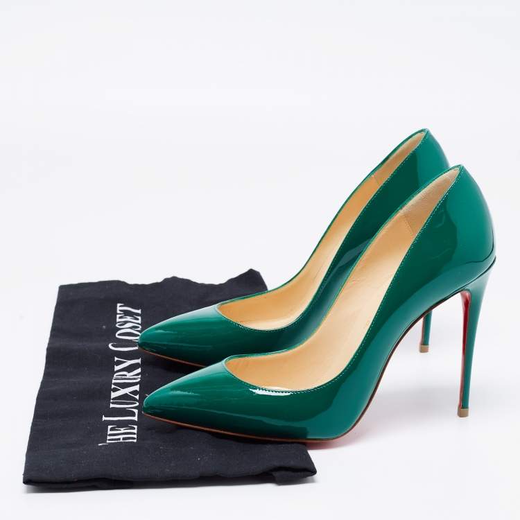 Pre Owned Christian Louboutin Green Patent Leather Pigalle Follies Pumps Size 36.5