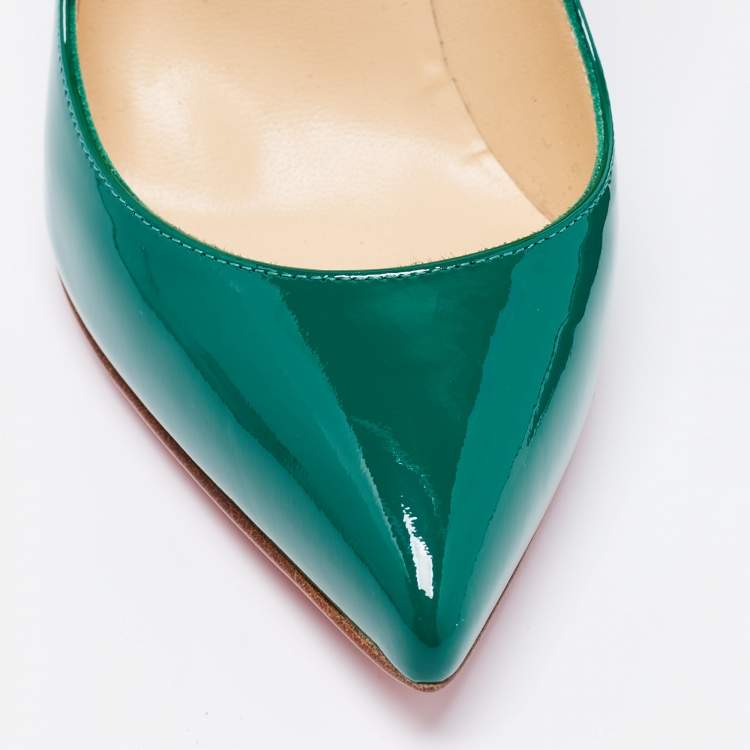 Pre Owned Christian Louboutin Green Patent Leather Pigalle Follies Pumps Size 36.5