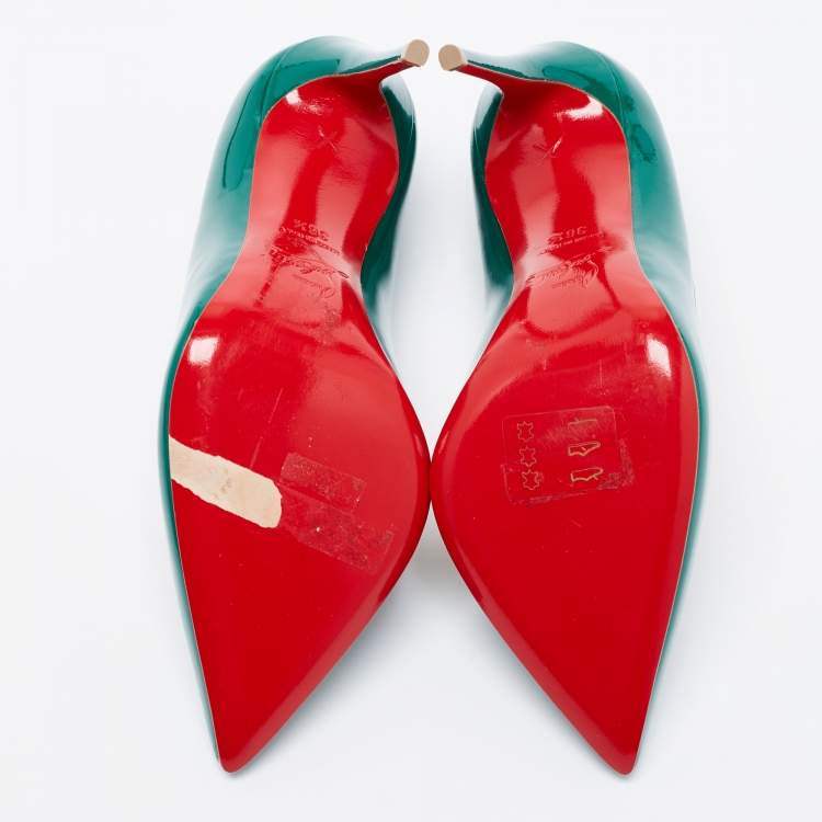 Pre Owned Christian Louboutin Green Patent Leather Pigalle Follies Pumps Size 36.5