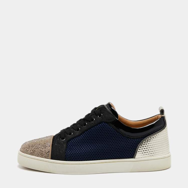 Pre Owned Christian Louboutin Tricolor Patent and Lace Orlato Low Top Sneakers Size 42