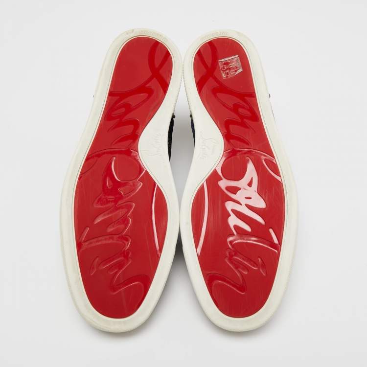 Pre Owned Christian Louboutin Tricolor Patent and Lace Orlato Low Top Sneakers Size 42
