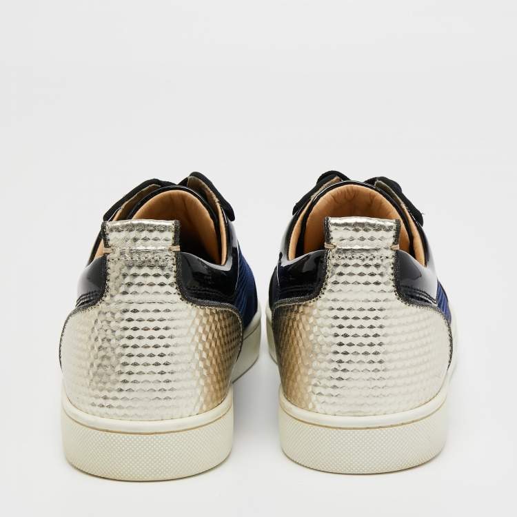 Pre Owned Christian Louboutin Tricolor Patent and Lace Orlato Low Top Sneakers Size 42