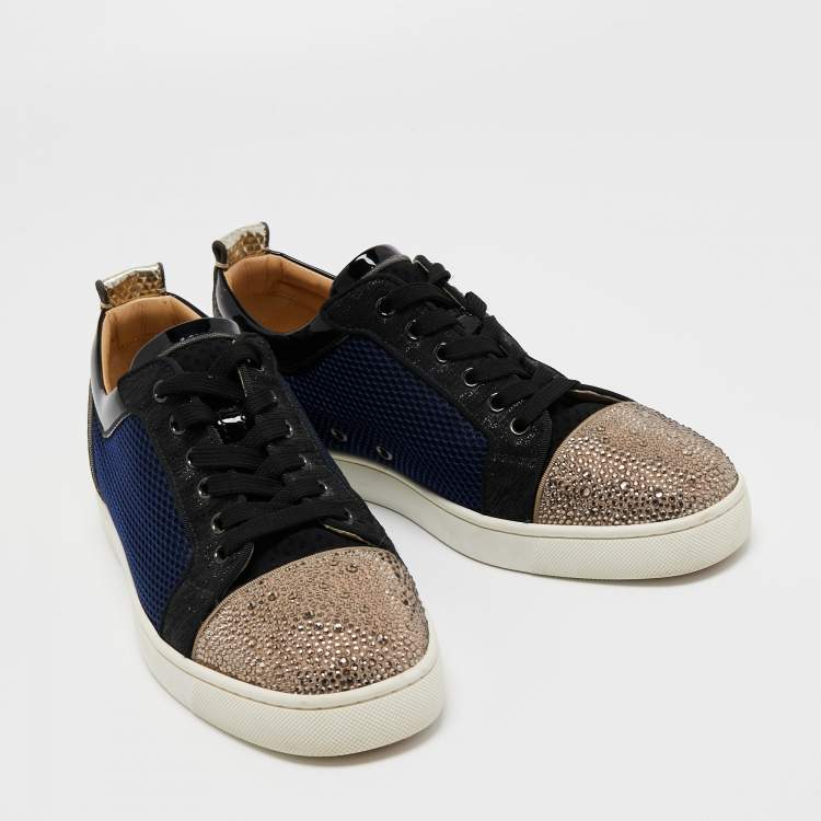 Pre Owned Christian Louboutin Tricolor Patent and Lace Orlato Low Top Sneakers Size 42
