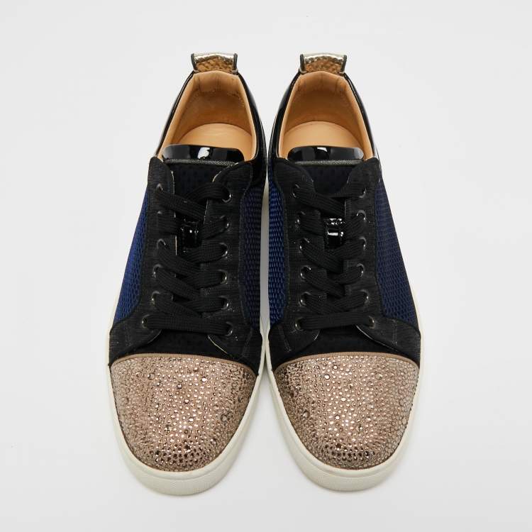 Pre Owned Christian Louboutin Tricolor Patent and Lace Orlato Low Top Sneakers Size 42