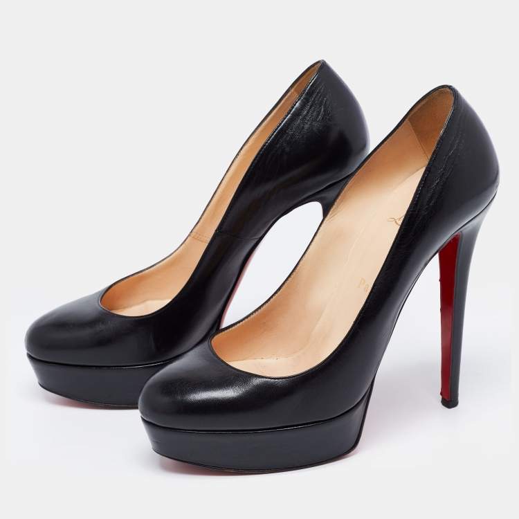Pre Owned Christian Louboutin Black Leather Bianca  Pumps Size 38.5 