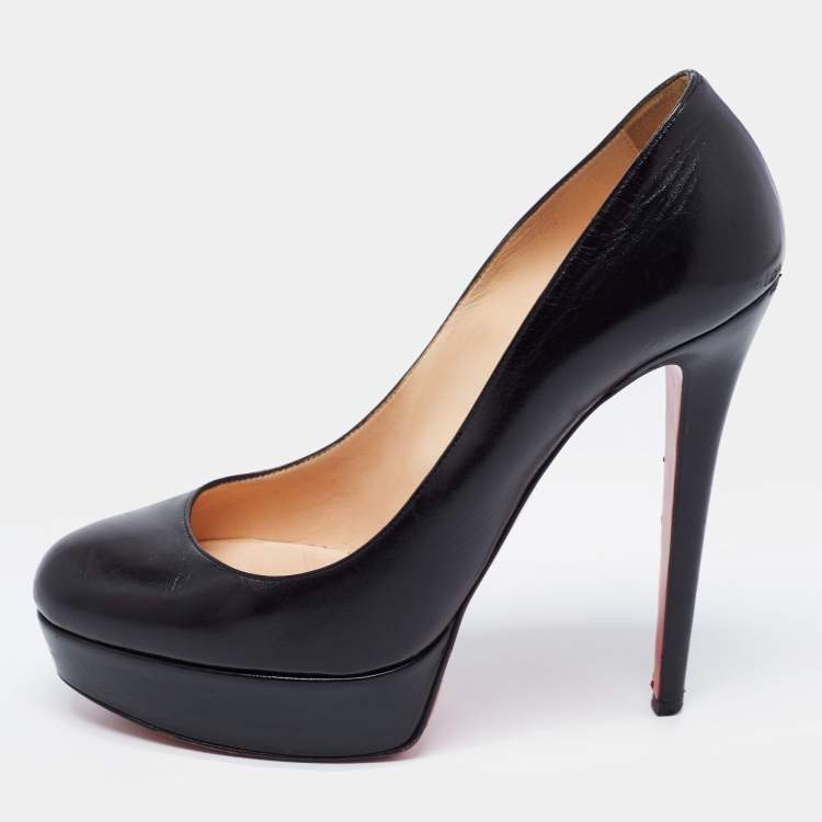 Pre Owned Christian Louboutin Black Leather Bianca  Pumps Size 38.5 