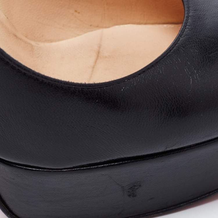 Pre Owned Christian Louboutin Black Leather Bianca  Pumps Size 38.5 