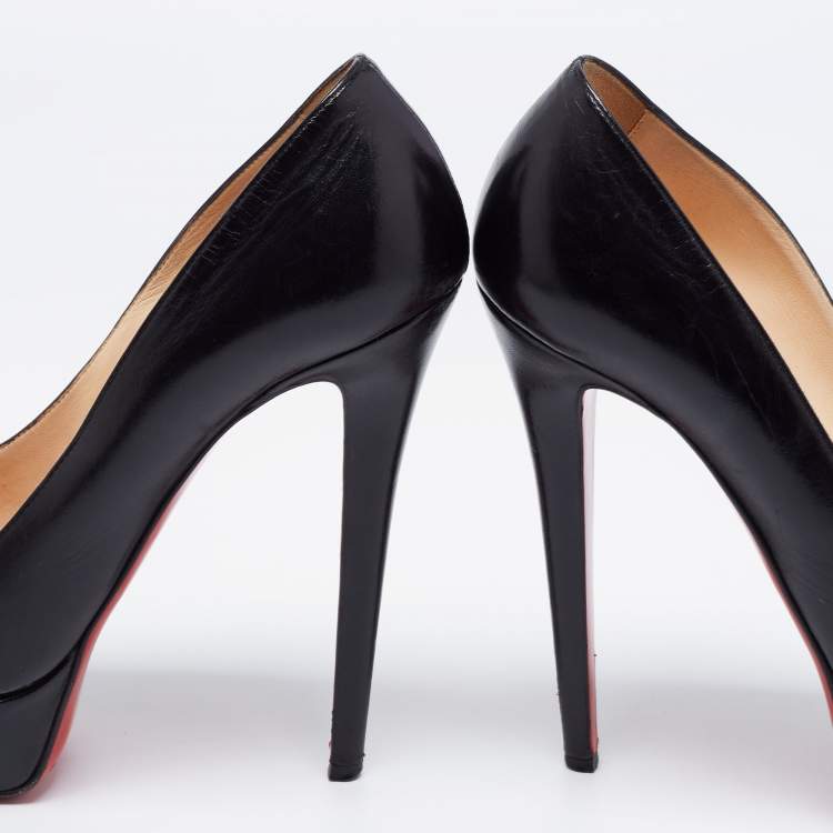 Pre Owned Christian Louboutin Black Leather Bianca  Pumps Size 38.5 