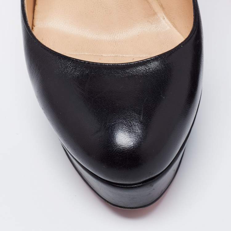 Pre Owned Christian Louboutin Black Leather Bianca  Pumps Size 38.5 