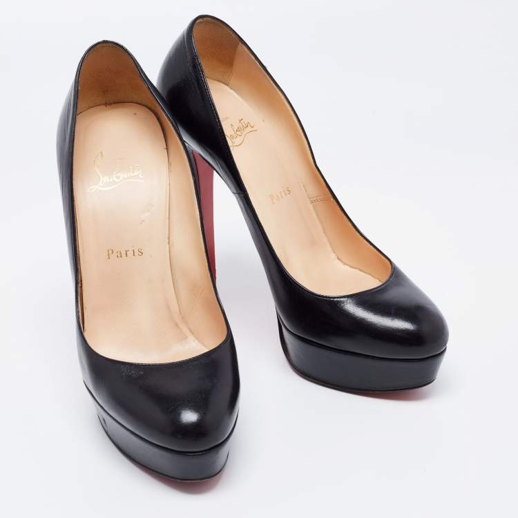 Pre Owned Christian Louboutin Black Leather Bianca  Pumps Size 38.5 