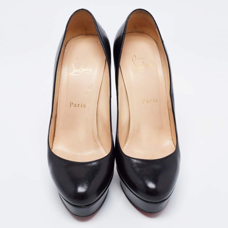 Pre Owned Christian Louboutin Black Leather Bianca  Pumps Size 38.5 