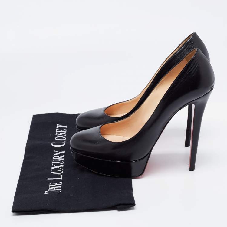 Pre Owned Christian Louboutin Black Leather Bianca  Pumps Size 38.5 