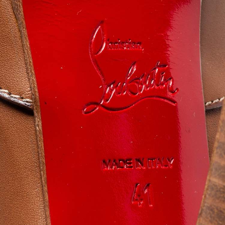 Pre Owned Christian Louboutin Brown Leather Platform Ankle Boots Size 41