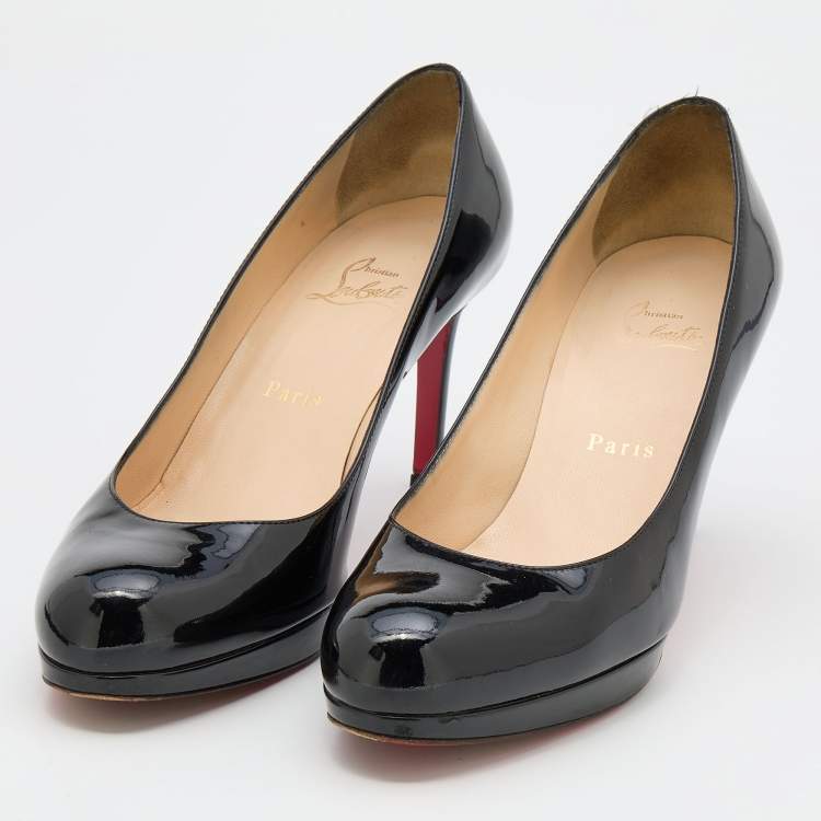 Pre Owned Christian Louboutin Black Patent Leather New Simple Pumps Size 39.5
