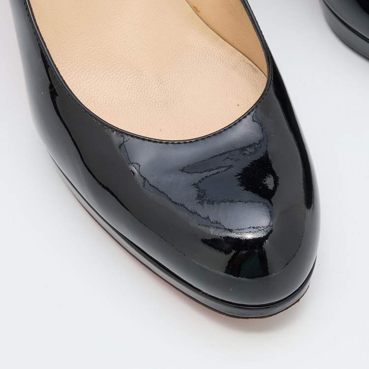 Pre Owned Christian Louboutin Black Patent Leather New Simple Pumps Size 39.5