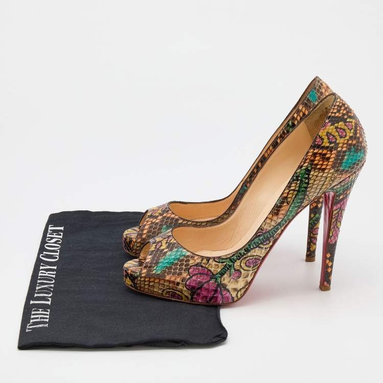 Pre Owned Christian Louboutin Multicolor Python New Very Prive Pumps Size 40