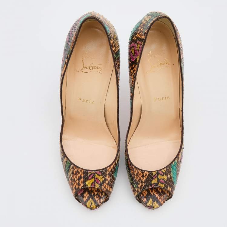 Pre Owned Christian Louboutin Multicolor Python New Very Prive Pumps Size 40