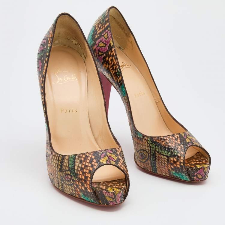 Pre Owned Christian Louboutin Multicolor Python New Very Prive Pumps Size 40