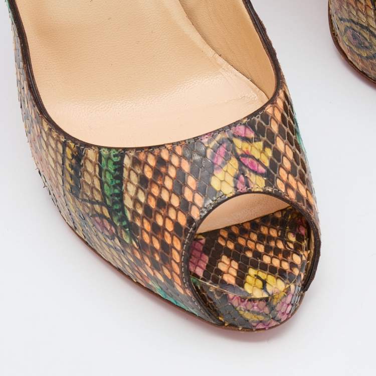 Pre Owned Christian Louboutin Multicolor Python New Very Prive Pumps Size 40