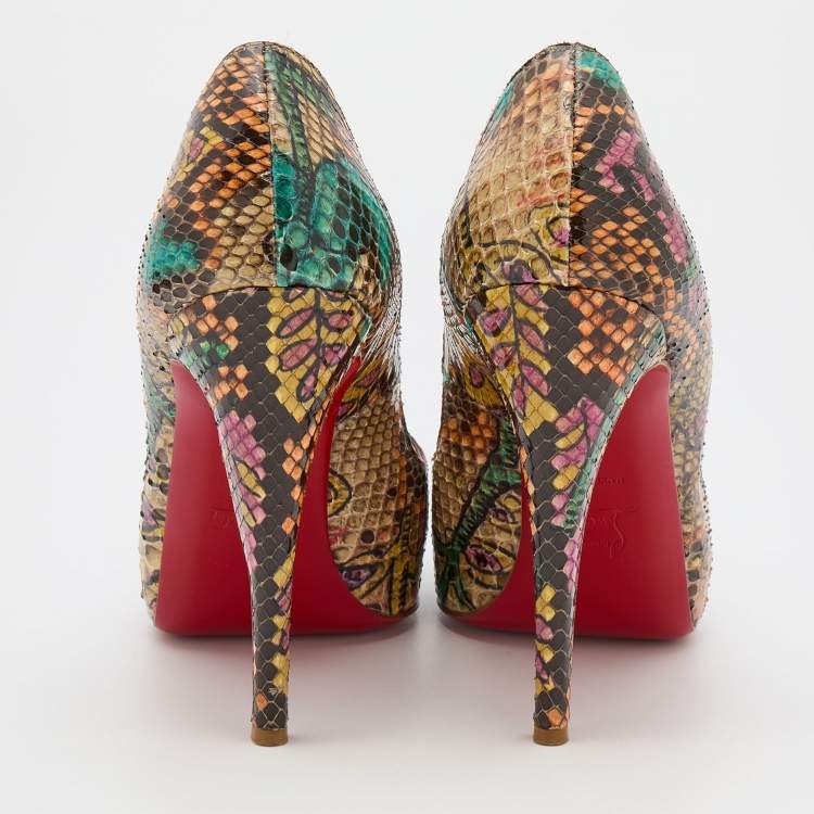 Pre Owned Christian Louboutin Multicolor Python New Very Prive Pumps Size 40