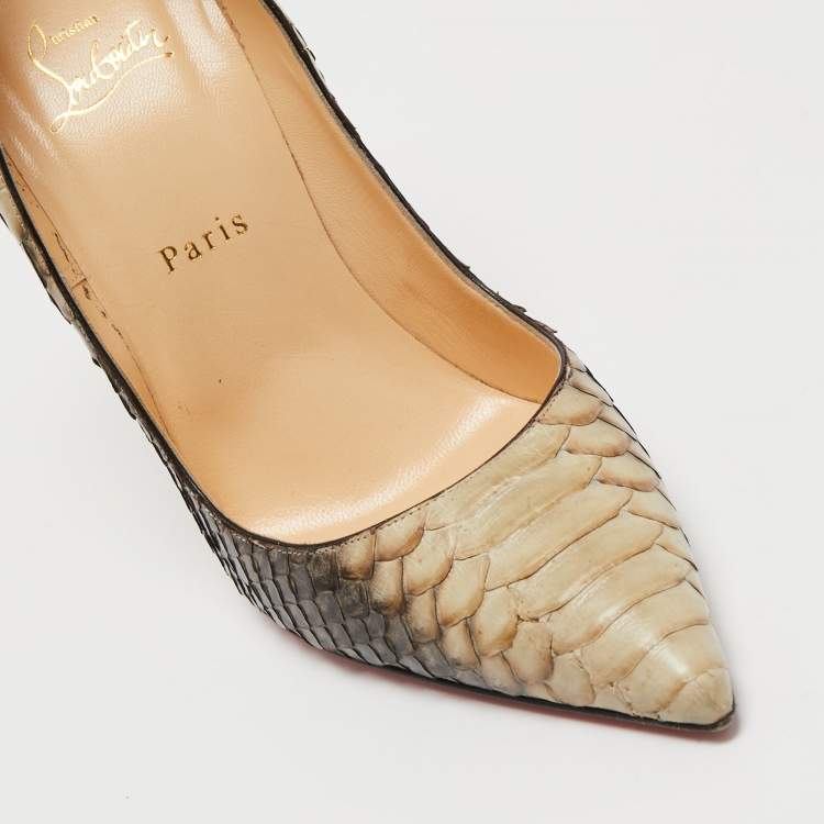 Pre Owned Christian Louboutin Two Tone Python  So Kate Pumps Size 40.5