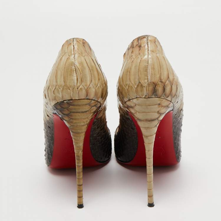 Pre Owned Christian Louboutin Two Tone Python  So Kate Pumps Size 40.5