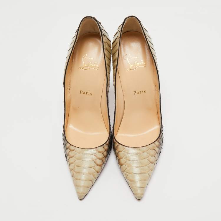 Pre Owned Christian Louboutin Two Tone Python  So Kate Pumps Size 40.5