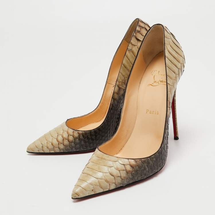 Pre Owned Christian Louboutin Two Tone Python  So Kate Pumps Size 40.5